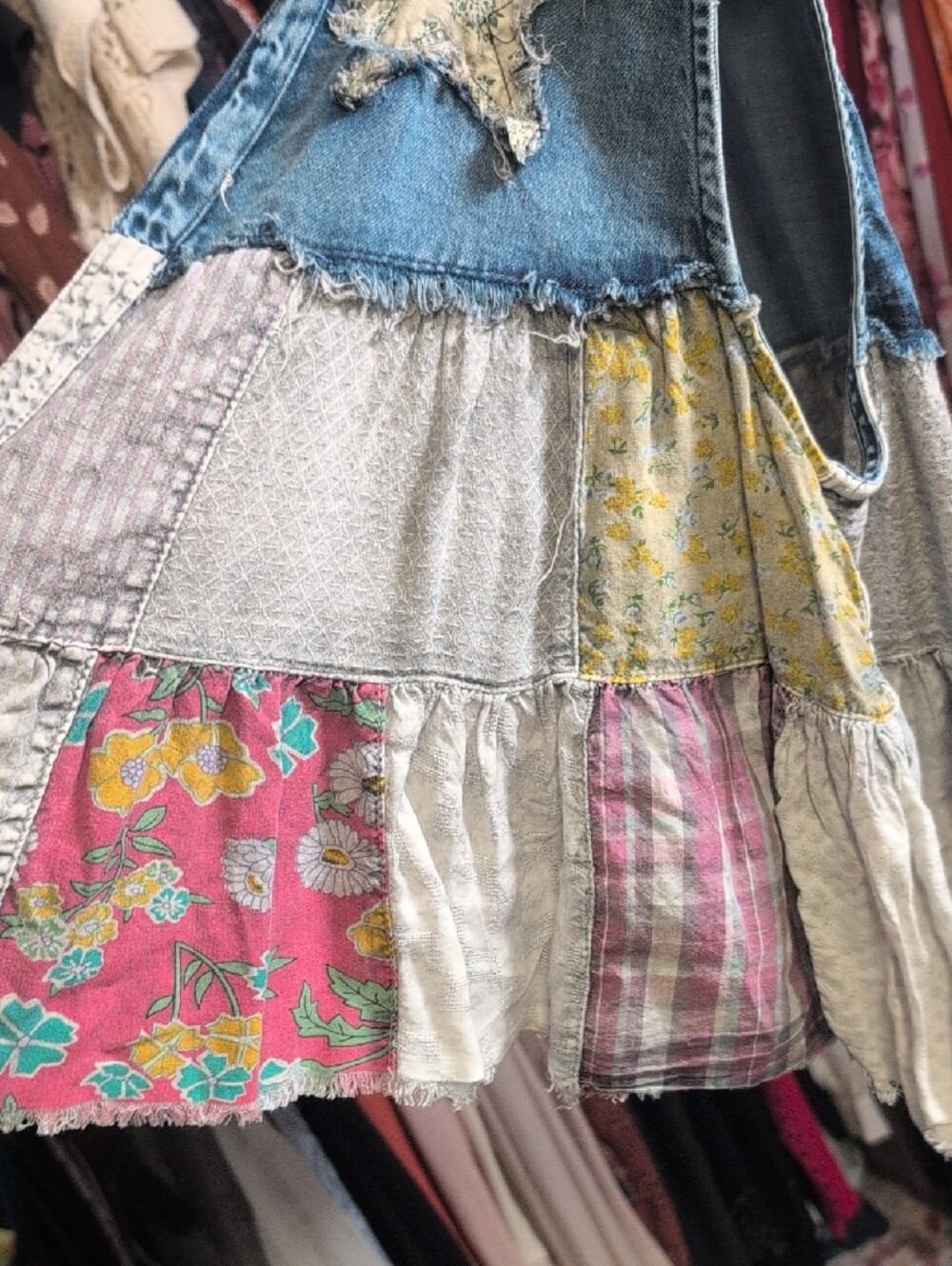 Young Threads Patchwork Denim & Multi-Stripe Sleeveless Top NWT - Picture 4 of 5